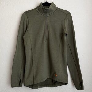 First Lite Women's 1/4 Zip Furnace Merino Wool Olive Green Large